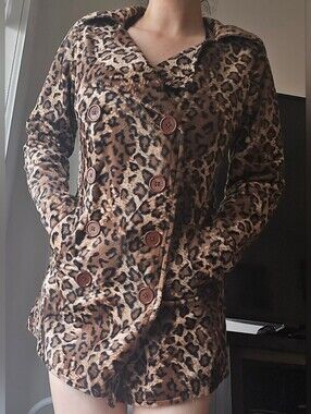 Leopard Print Double-Breasted Coat